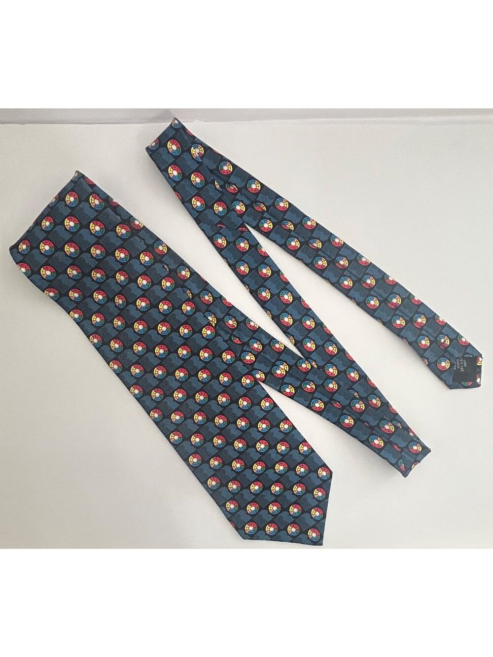 Vintage Colorful Abstract Geometric Men's Tie Unique Pinwheel Blue Red Korea - Picture 5 of 7